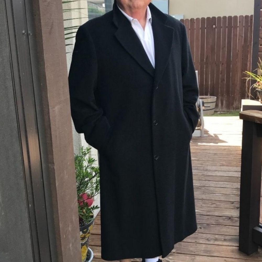 Vintage Andrew Fezza Cashmere Blend Longline Trench Over Coat Size XXXL 3XL 3X
